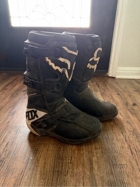 Fox Kids Black and White Motocross Boots